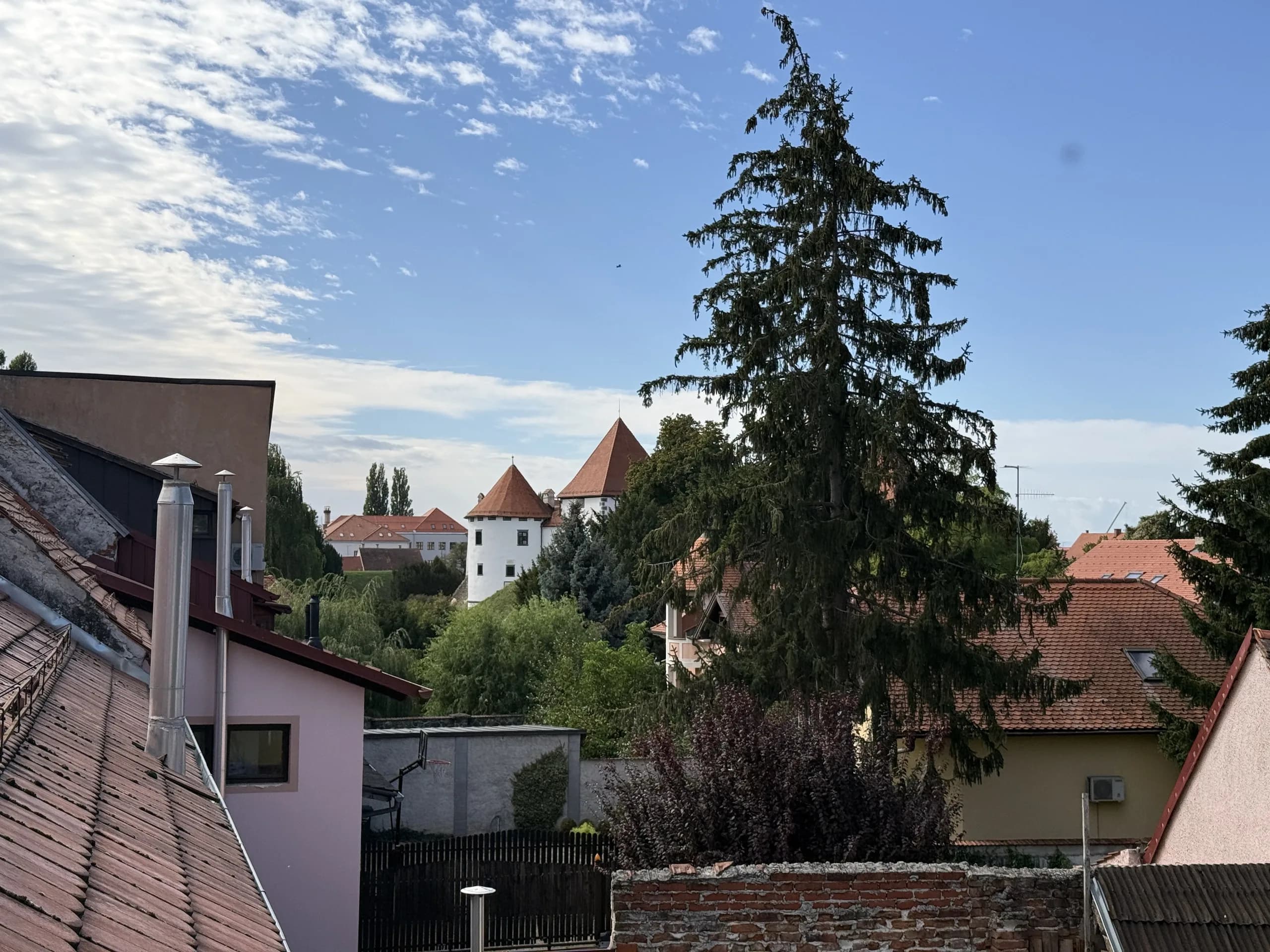 Pogled na krovove i zelenilo u okolici zgrade, stambeno-poslovna zgrada u centru Varaždina
