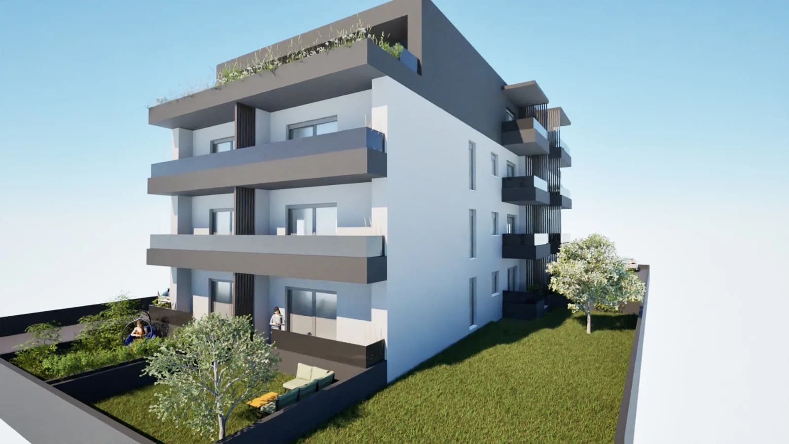 Vizualizacija vrtova uz stanove u prizemlju, Projekt Kućan u Varaždinu